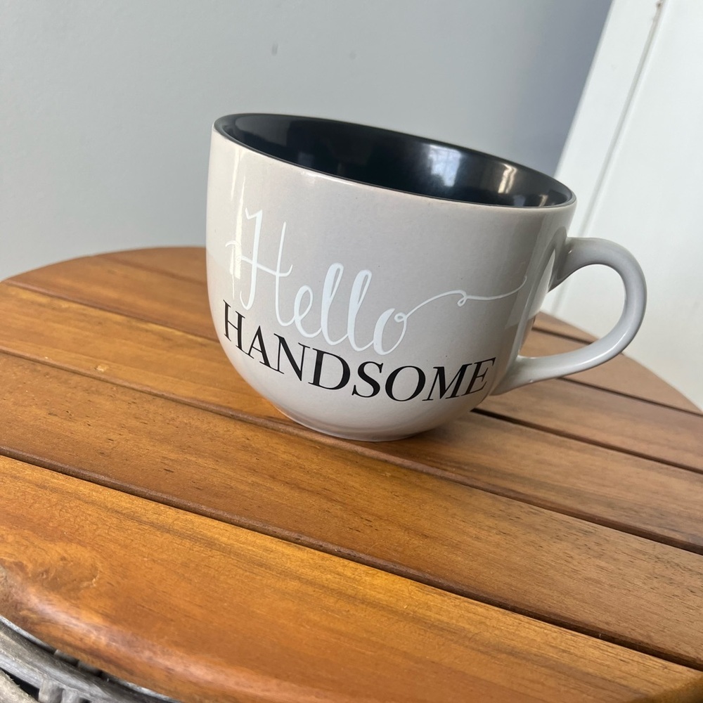 Gray “Hello Handsome” mug